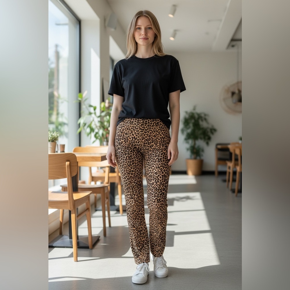 XOXO Leopard‎ Print Straight Leg Pants